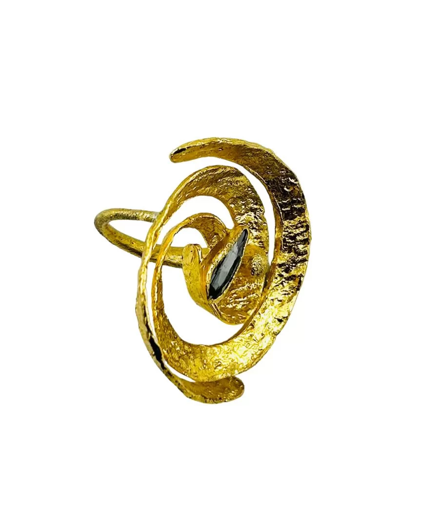 Bague spirale dorée et pierre