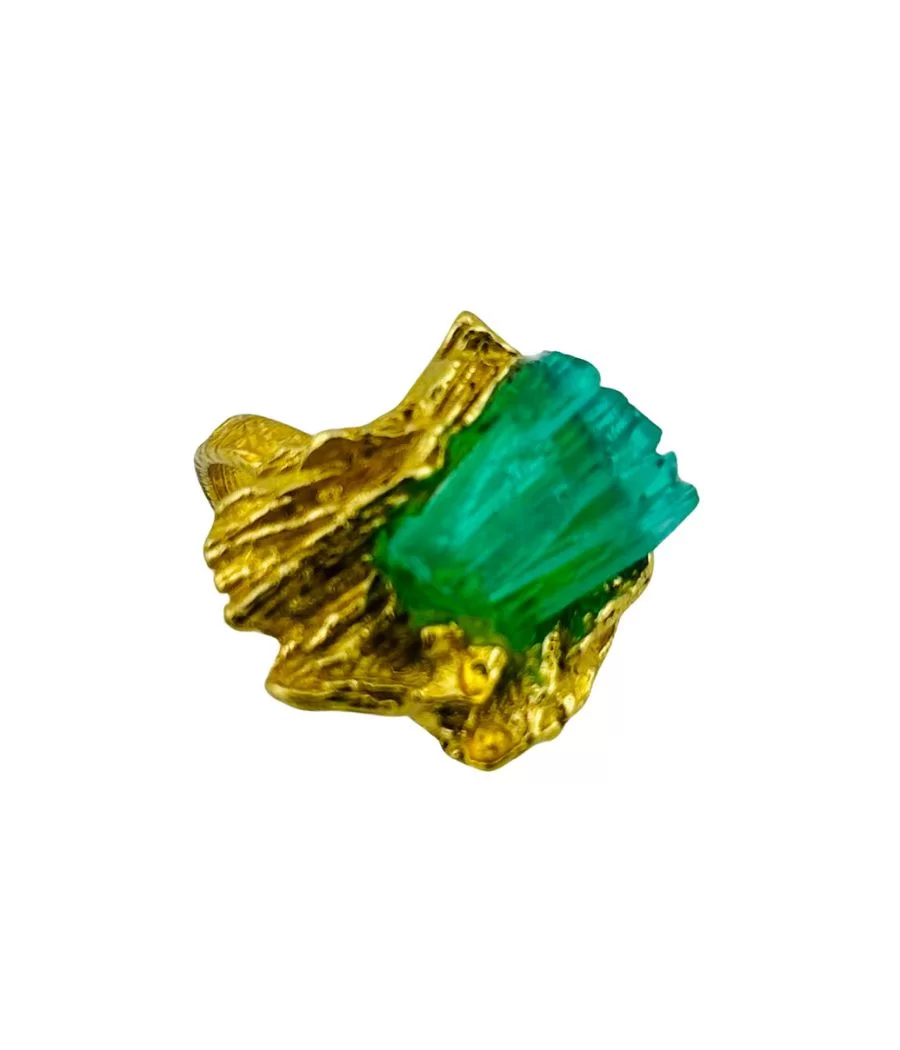 Bague structure dorée verte